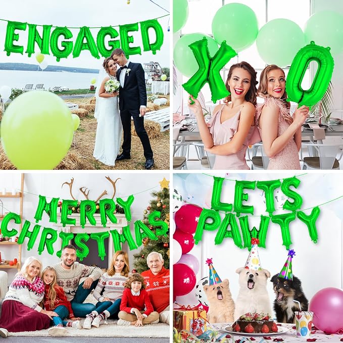 52 Pcs Green Letter Balloons, 16 Inch Foil Alphabet Letter Balloons, Letter A-Z - Image 7
