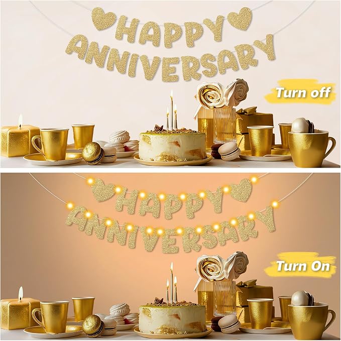 Wedding Anniversary Party Decorations, Lighted Anniversary Banner | Pre-strung - Image 6