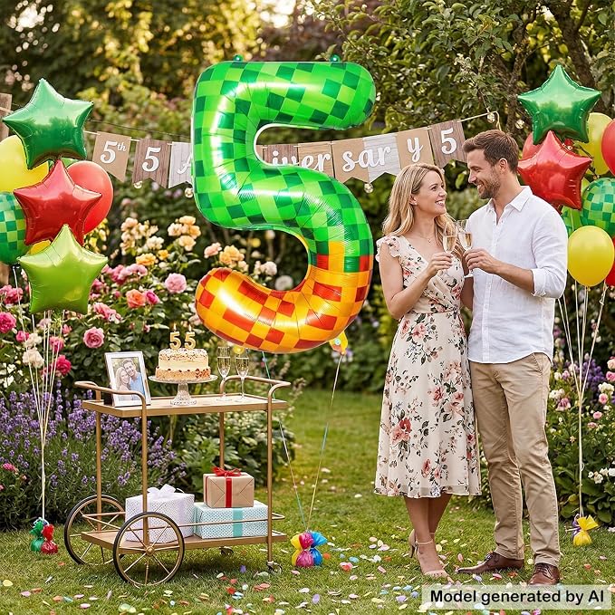 40 Inch Pixelated Number 5 Foil Balloon - Image 7