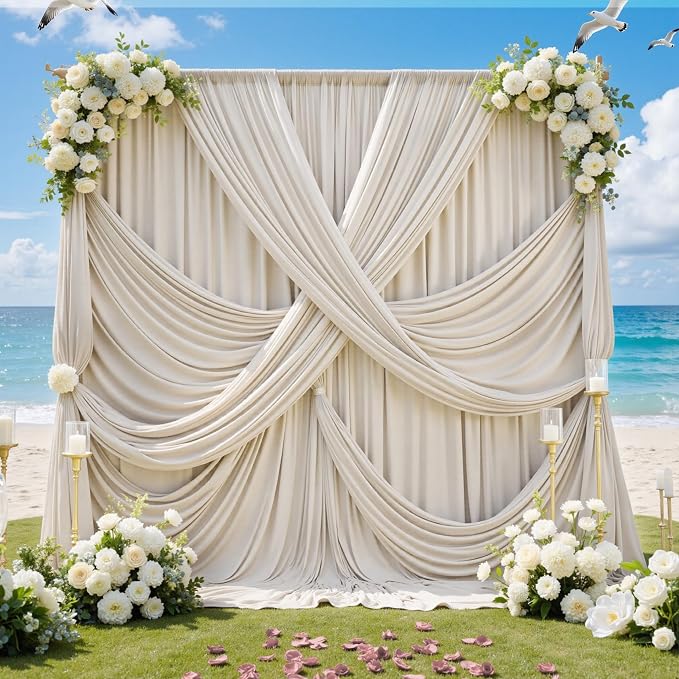 12ft x 10ft Wrinkle Free Beige Backdrop Curtains - Image 7