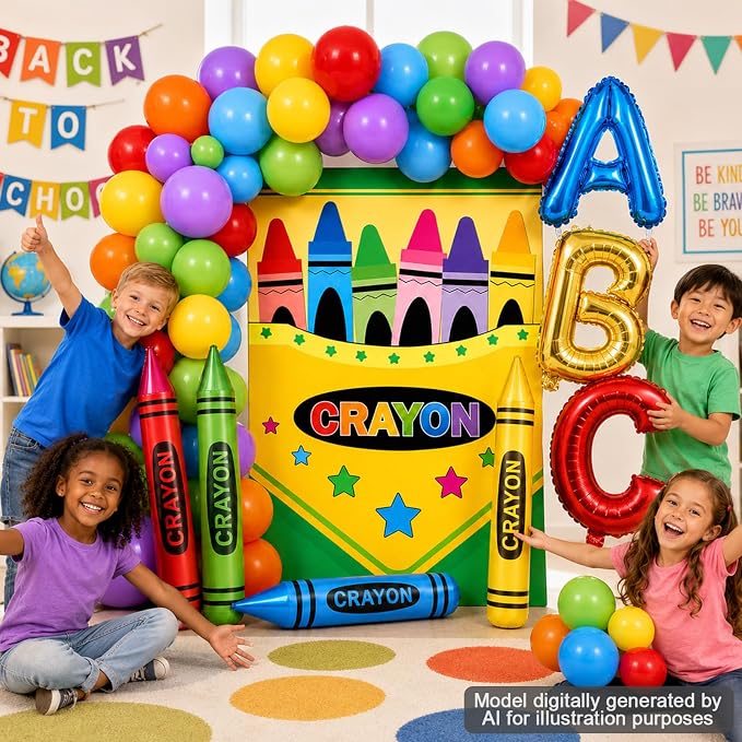112PCS Crayon Balloon Garland Arch Kit Crayon Box Backdrop - Image 7