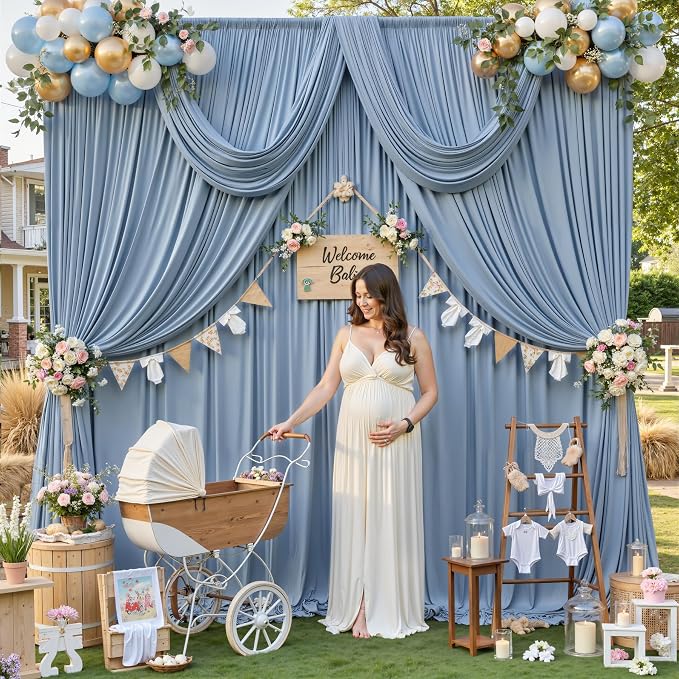 20ft×12ft Dusty Blue Backdrop Curtains - Image 8
