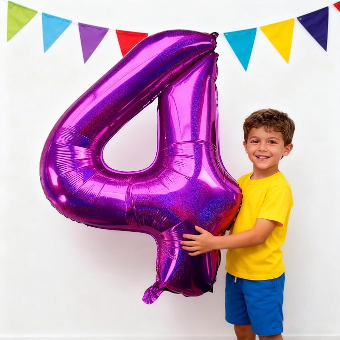 Jonhamwelbor 40 Inch Laser Hot Pink 4 Balloon Number Foil Mylar Giant Balloon - Image 6