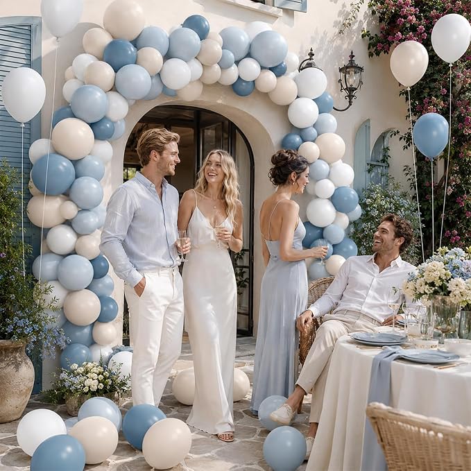 Dusty Blue White Balloons - Image 7