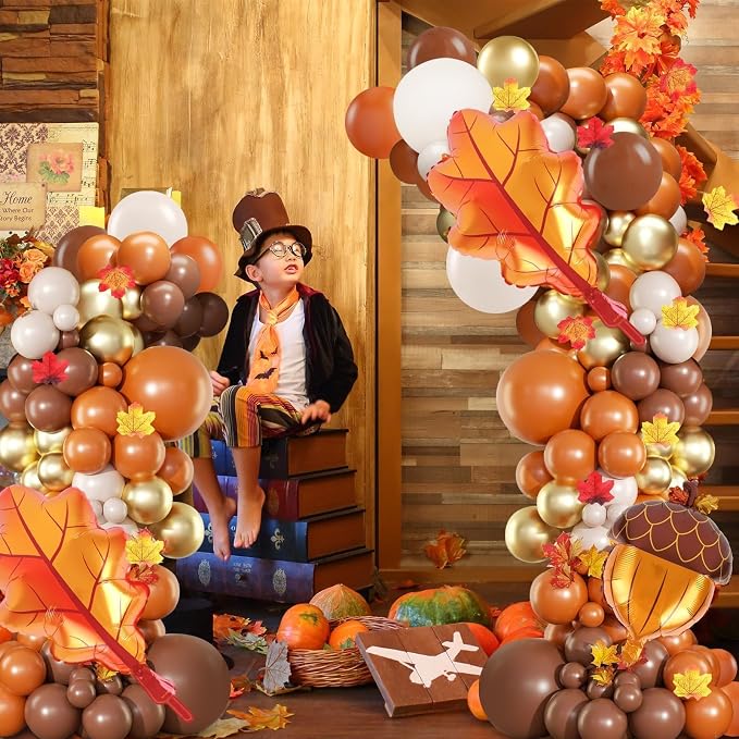 2 Set Fall Balloon Arch Kit Adjustable Fall Column Stand Thanksgiving Balloon - Image 8