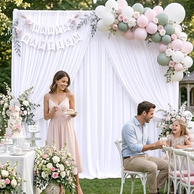 50ft×10ft Wrinkle Free White Backdrop Curtain - Image 9
