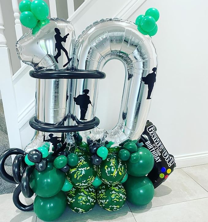 Paready Camo Balloons, Camouflage Army Balloon, 12 Inch Dark Sage Green Black - Image 7