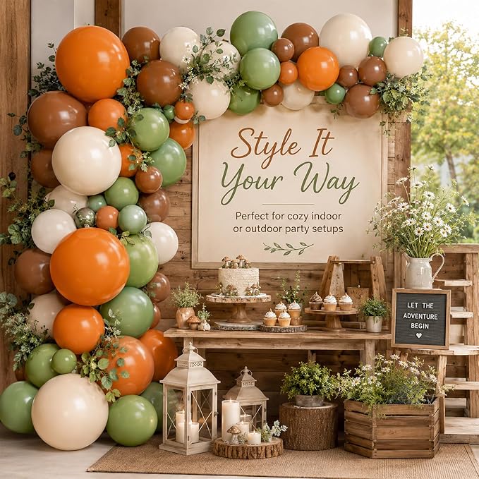 Sage Green and Orange Balloons, 12 Inch Green Brown Orange Balloons Olive Green - Image 8