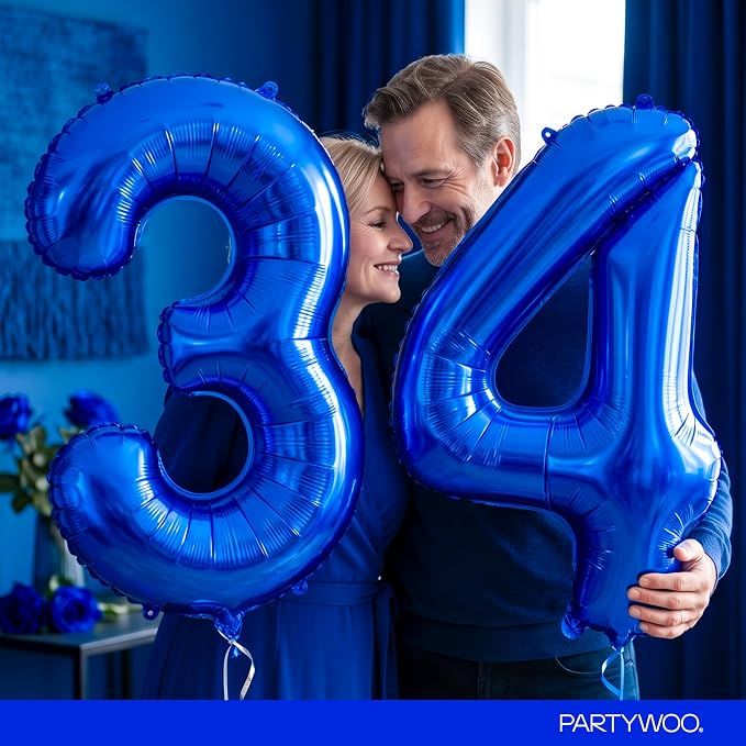 PartyWoo Number Balloons 40 Inch Blue Number 4 Kit - Image 9