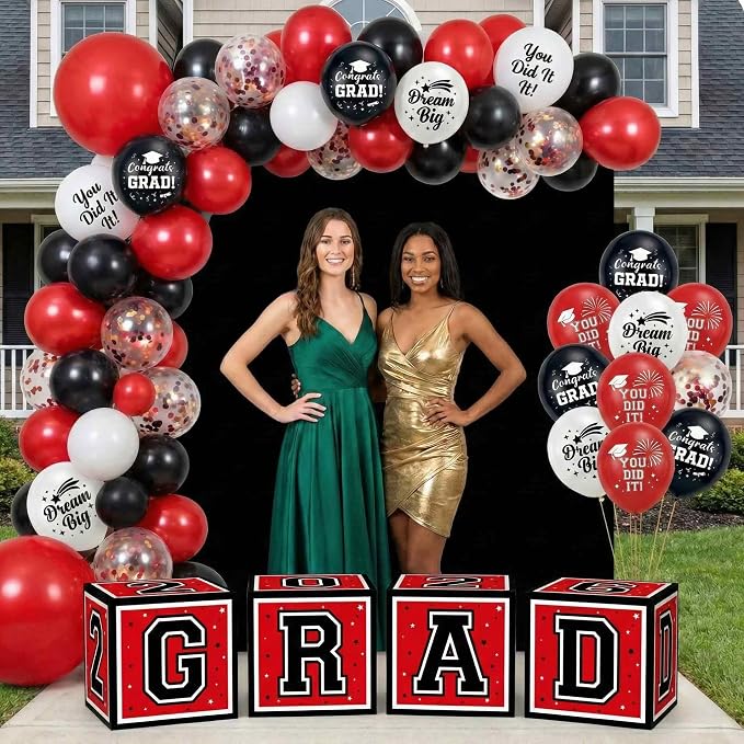 Graduation Decorations 2026 Black Red and White Balloon Boxes, Class of 2026 - Image 9