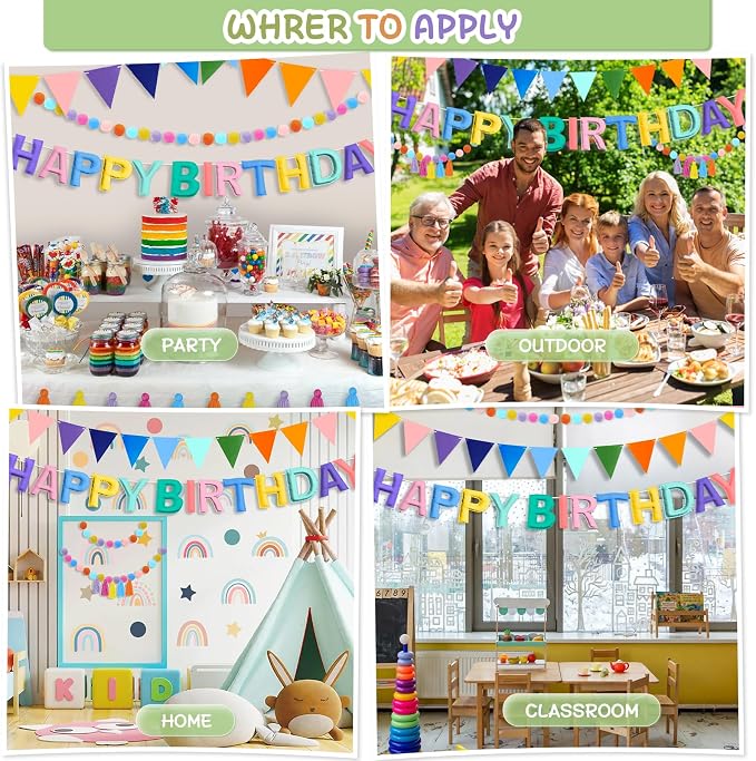 4PCS Pre-Strung Happy Birthday Banner - Image 8