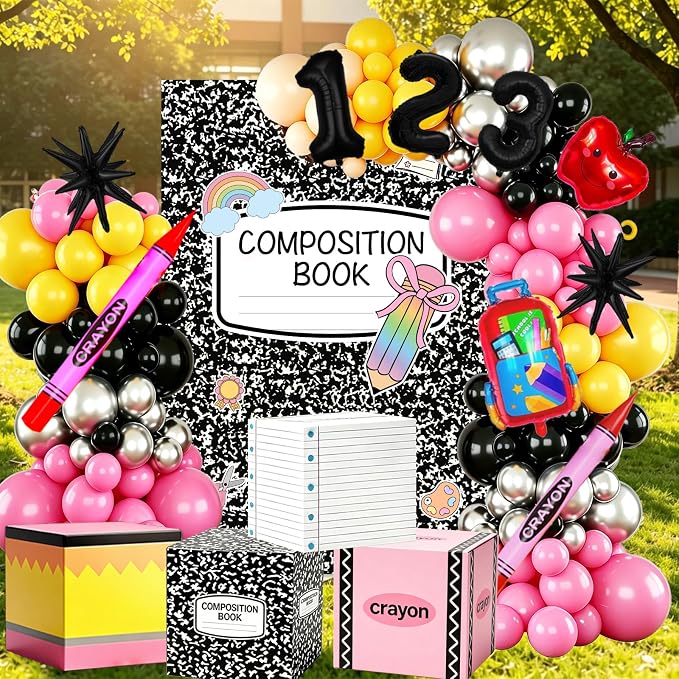 Back to School Balloon Arch Kit, All-in-1 Apple Crayon Bag Foil Balloon - Image 7