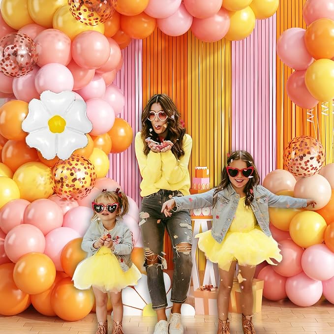 Groovy Daisy Balloon Arch Garland Kit Birthday Party Decorations | Pink Orange - Image 6