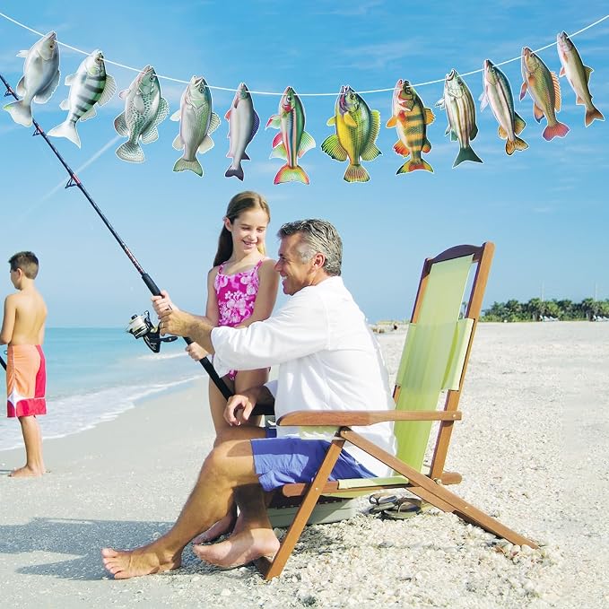 Hooqict Gone Fishing Hanging Banner Garland Fish Birthday Party Banner - Image 9