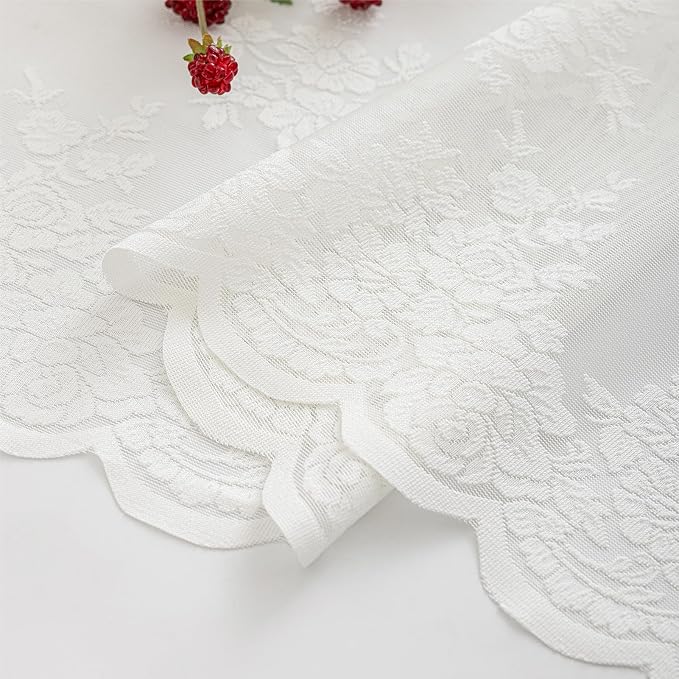 Kotile Ivory Floral Lace Curtains - Image 9