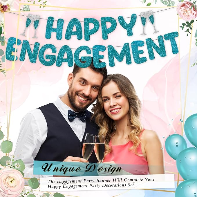 Pre Strung Happy Engagement Banner Glitter Engagement Party Decorations - Image 6