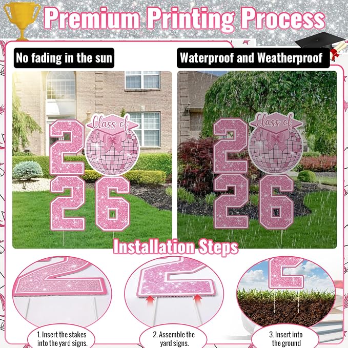 Graduation Yard Sign Class of 2026 Decorations - Image 9