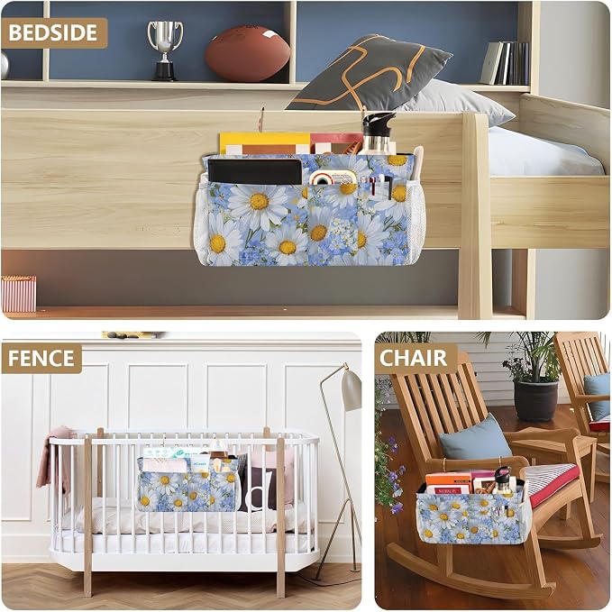 Bedside Caddy Metal Frame Hanging Organizer Bunk Bed Dorm Accessories Hook And - Image 8