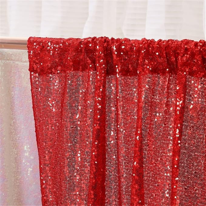 Poise3EHome Red Sequin Backdrop Curtains, 4 Panels 2FTx8FT Glitter Background - Image 10