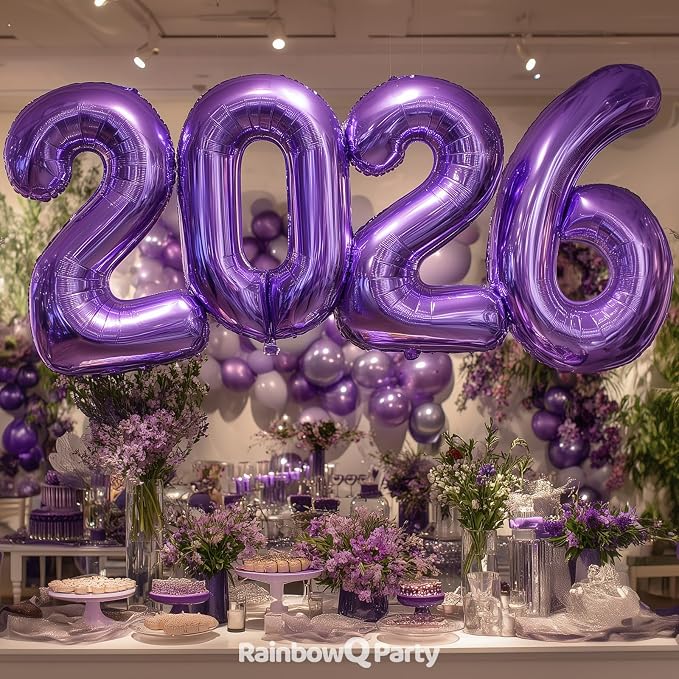 RainbowQ Purple 10 Balloon Number 40 Inch 0-40 Foil Large Balloons | Big Mylar - Image 6