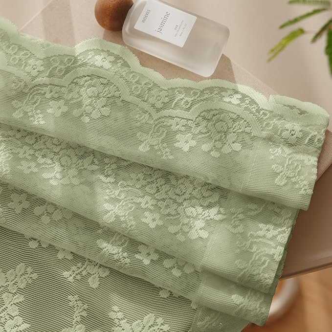 Anmao Vintage Lace Curtains 45 Inches Long 2 Panels Set, Romantic Elegant Light - Image 8