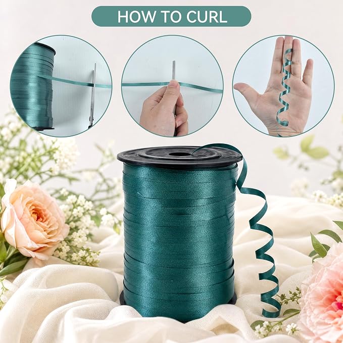 TONIFUL 500 Yards Dark Green Balloons Curling Ribbon | Forest Green Balloon - Image 6