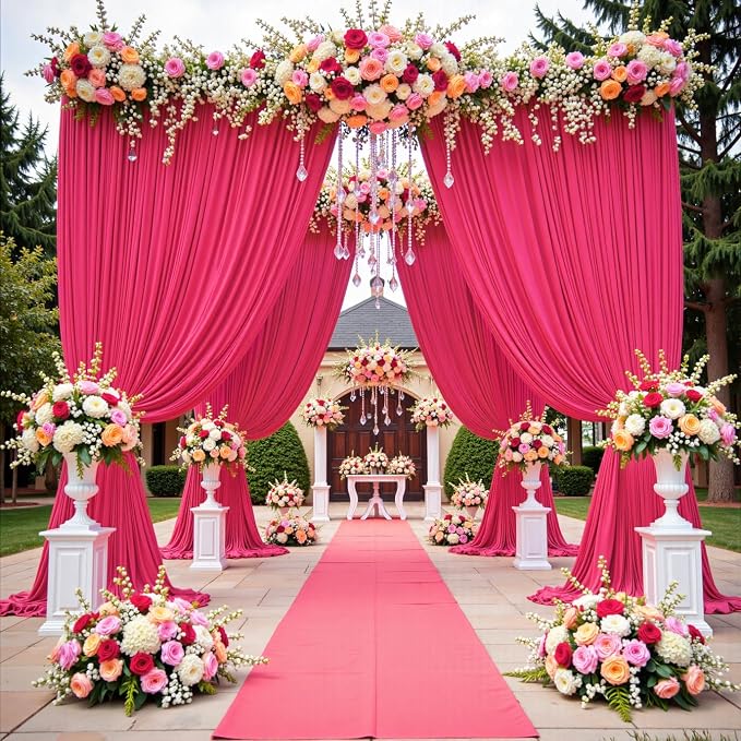 10 ft x 10 ft Wrinkle Free Hot Pink Backdrop Curtains - Image 9