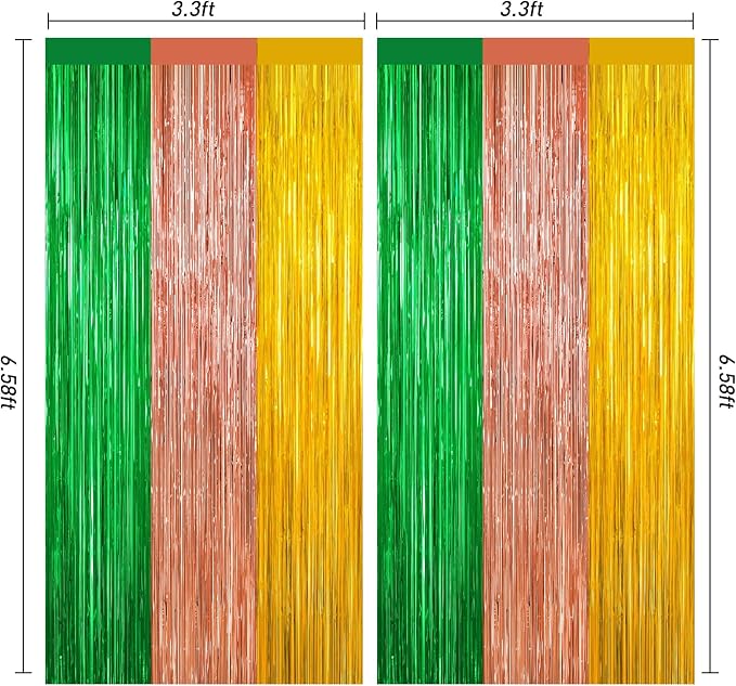 GCB 2Pack Blue Red Foil Curtain Backdrop Blue Metallic Tinsel Foil Fringe - Image 2