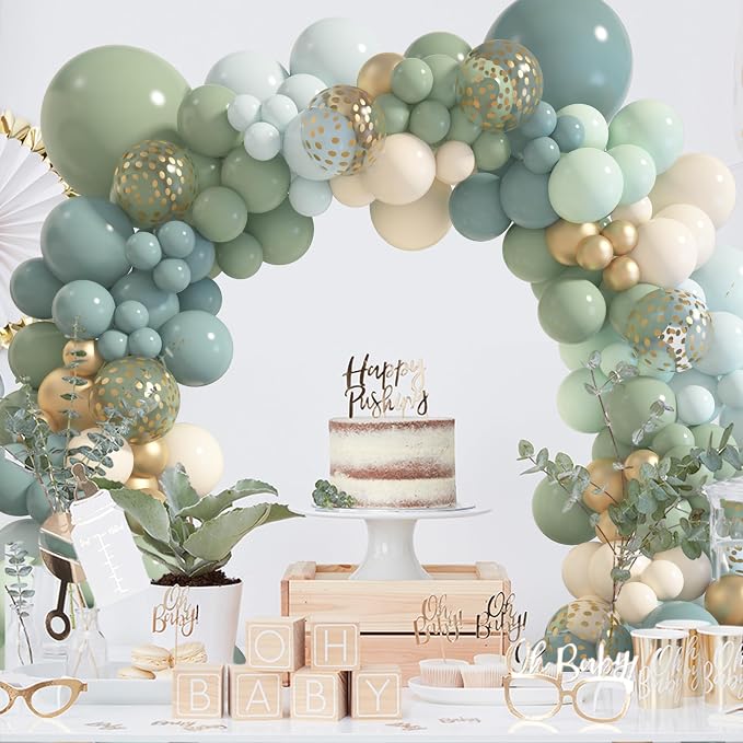 Amandir 173Pcs Dusty Blue Green Balloon Garland Arch Kit | Haze Fog Blue Ash - Image 7