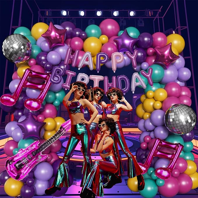 167PCS Purple Pink Teal K-Pop Music Themed Birthday Decorations - Image 7