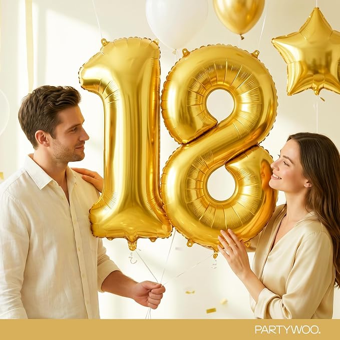 PartyWoo Number Balloons 40 Inch Gold Number 8 Kit 25pcs - Image 9