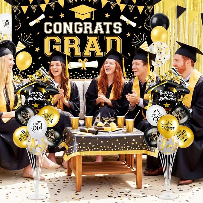 Jenaai Black and Gold 27 Pcs 2026 Graduation Balloon Centerpiece - Image 7