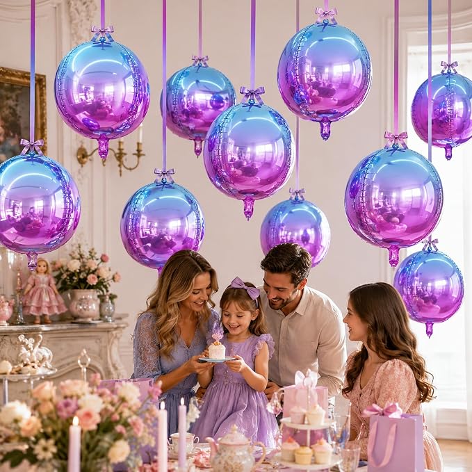 Blue Purple Round Foil Balloons - Image 8