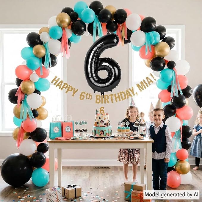 Black Number 6 Balloon 40 Inch, Foil Numeral - Image 7