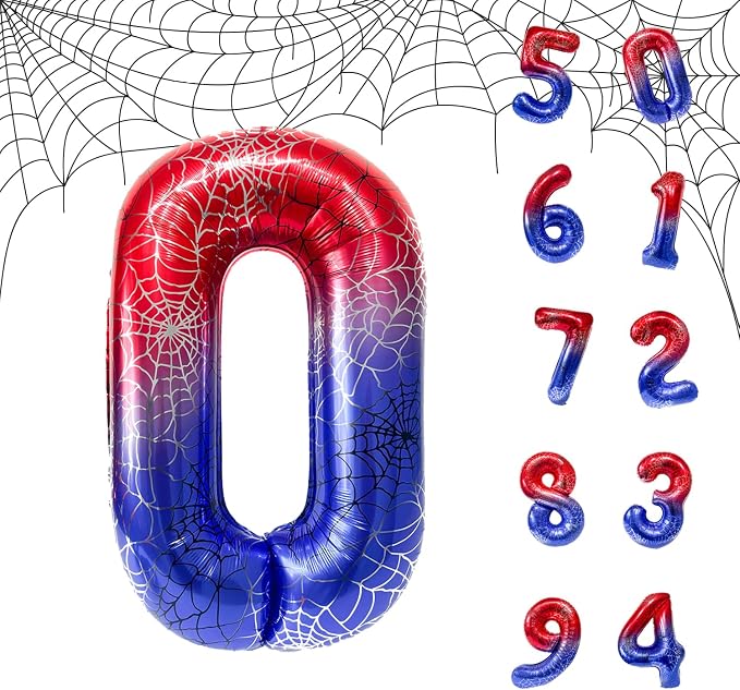 Spider Web 40Inch Foil Number Balloons Set 0-9 Includes Inflation Straws by Unknown