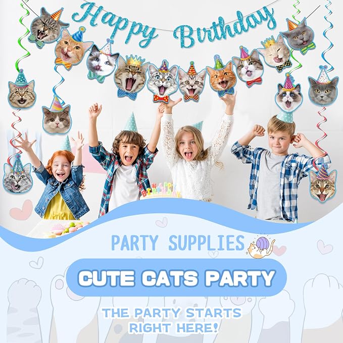 Cat Birthday Decorations, Cute Cat Birthday Banner - Image 6