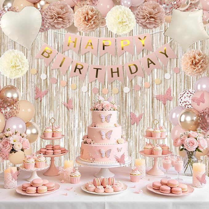 Amandir Boho Dusty Pink Birthday Decorations - Image 7