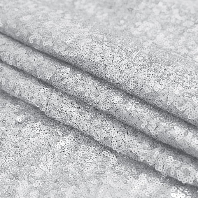 Sugargirl Silver Sequin Backdrop Curtain 4 Panels 2FTx8FT Glitter Silver - Image 9