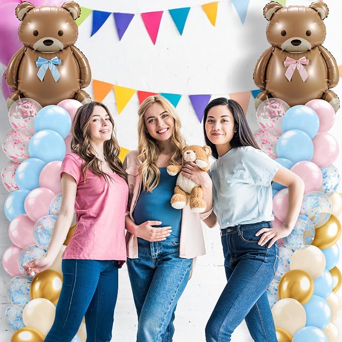 Lunmon 2 Sets Bear Gender Reveal Decorations, Bear Balloon Column Stand Kit - Image 6
