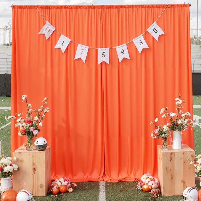 20 ft x 10 ft Wrinkle Free Orange Backdrop Curtain - Image 8