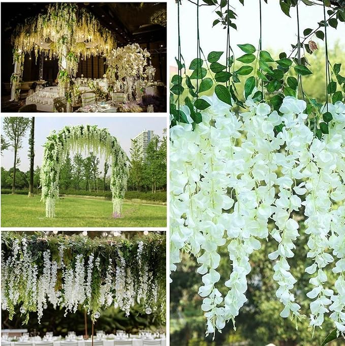 Artificial Wisteria Hanging Flowers Fake Wisteria Flower Garland Silk Vines - Image 9