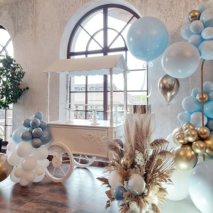 Blue and White Gold Balloons - Image 9