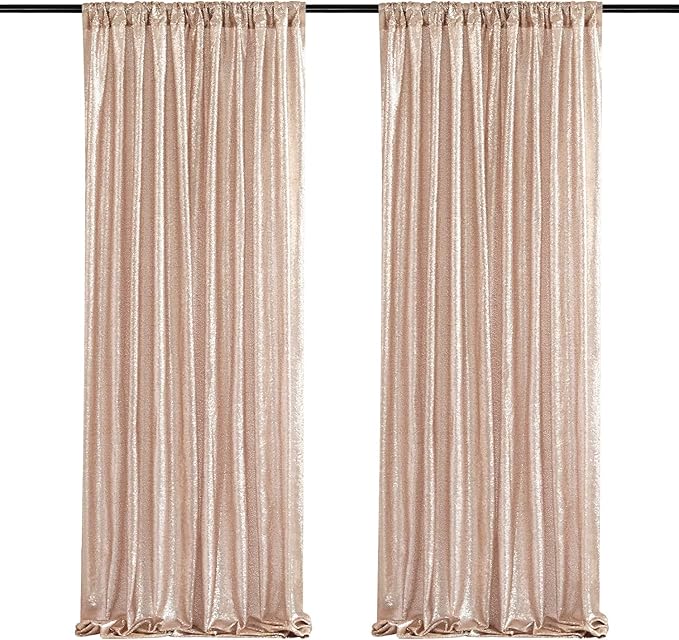 Poise3EHome Champagne Sequin Backdrop Curtains, 4 Panels 2FTx8FT Glitter - Image 8