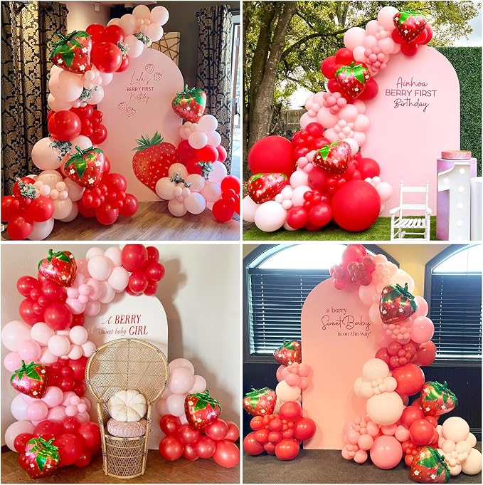 120pcs Strawberry Balloon Arch Garland Kit - Image 7