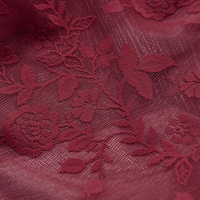 FINECITY Burgundy Floral Lace Curtains - Image 7