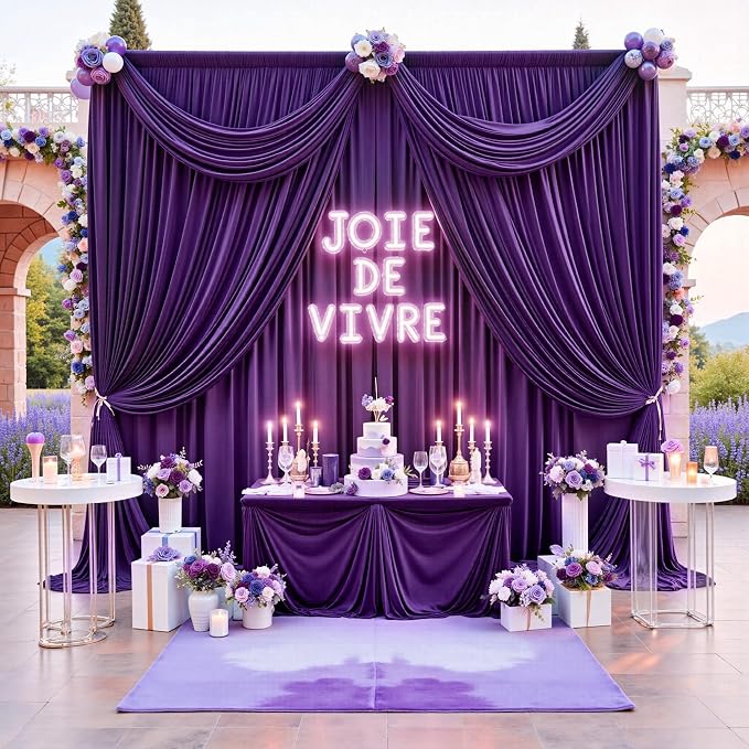 20ft x 12ft Purple Backdrop Curtains - Image 9