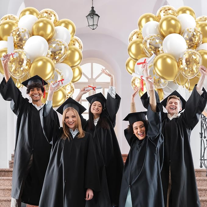 60pcs Gold and White Balloons 12inch - Image 8