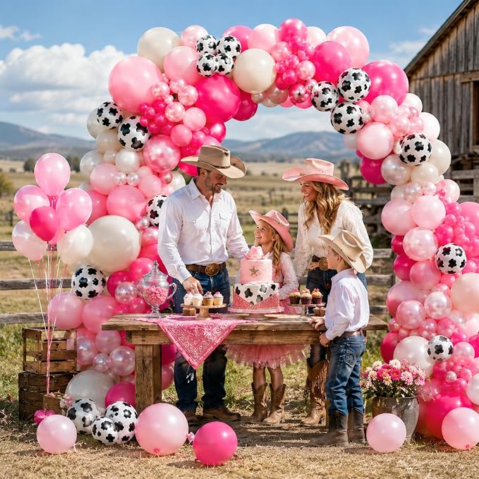 HILAVO Cowgirl Balloon Arch Kit Cow Print Balloons Hot Pink Light Pink Pearl - Image 7
