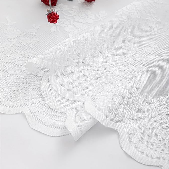 Kotile White Floral Lace Curtains - Image 9