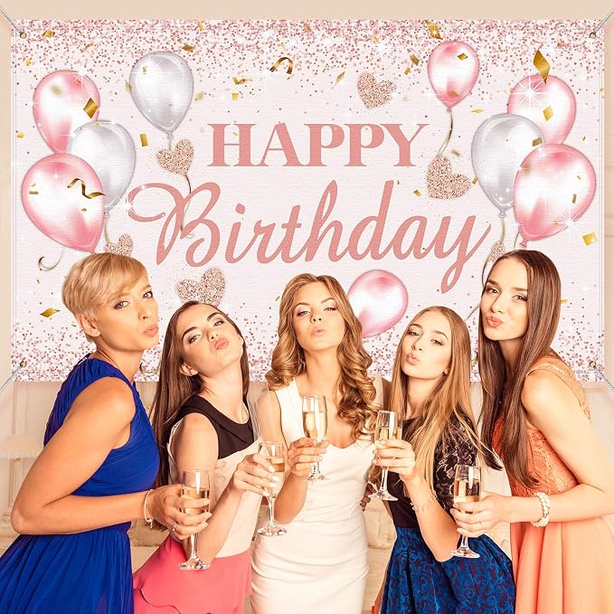Tatuo Pink and Rose Gold Happy Birthday Party Decorations Supplies Birthday - Image 6